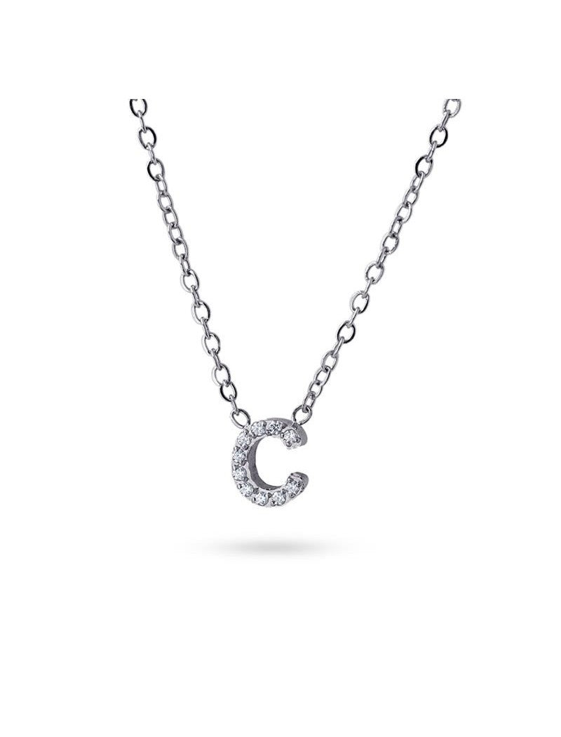 COLLIER EMILIA  - ZIRCONIA - LETTRE C - 38+5 CM