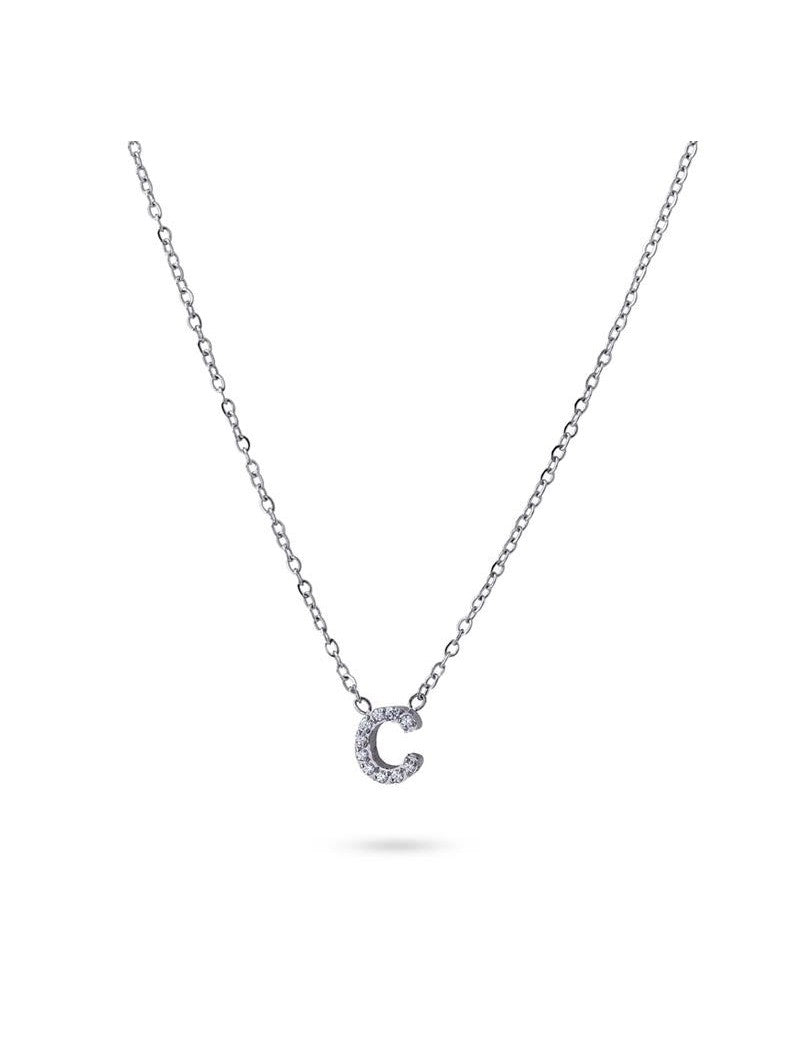 COLLIER EMILIA  - ZIRCONIA - LETTRE C - 38+5 CM