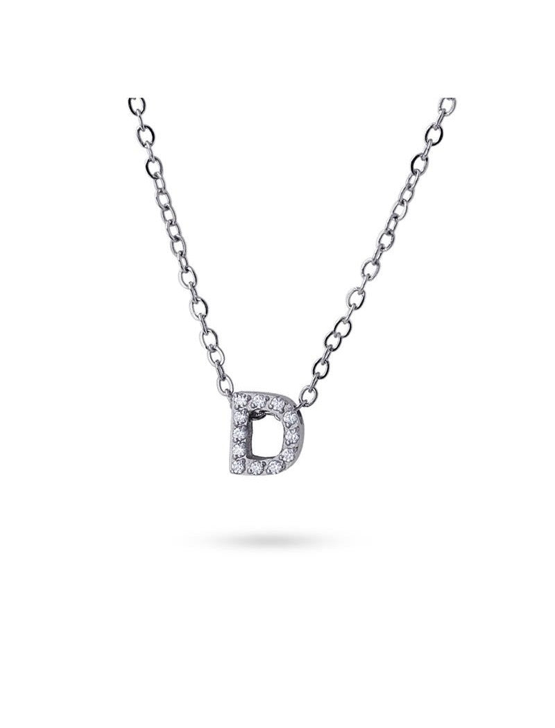 COLLIER EMILIA  - ZIRCONIA - LETTRE D - 38+5 CM