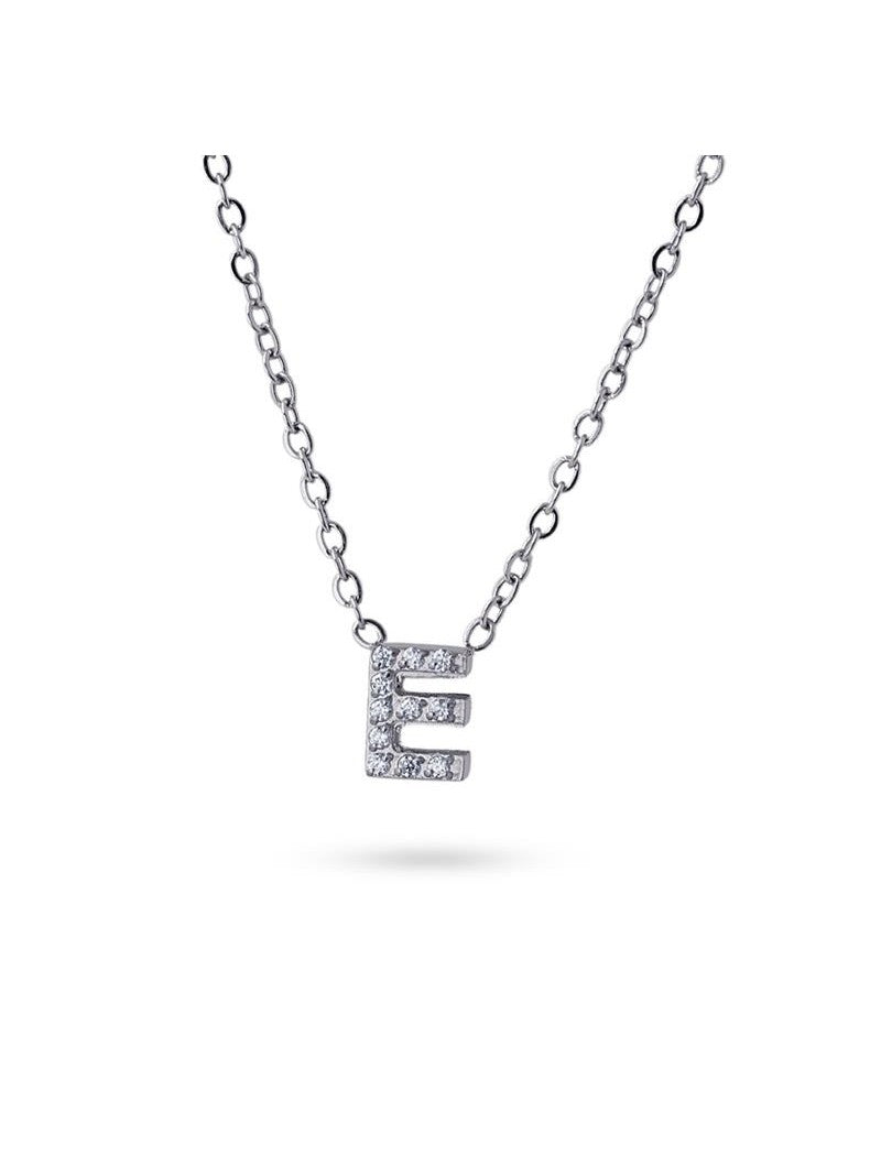 COLLIER EMILIA  - ZIRCONIA - LETTRE E - 38+5 CM
