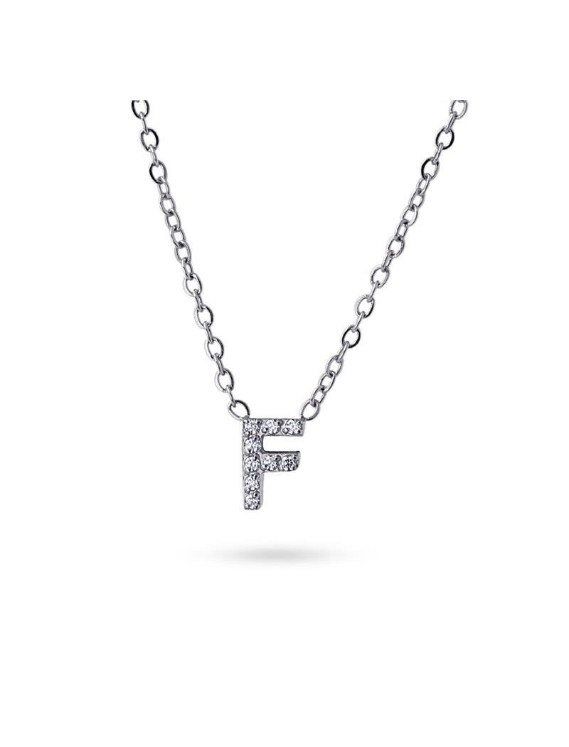 COLLIER EMILIA  - ZIRCONIA - LETTRE F - 38+5 CM