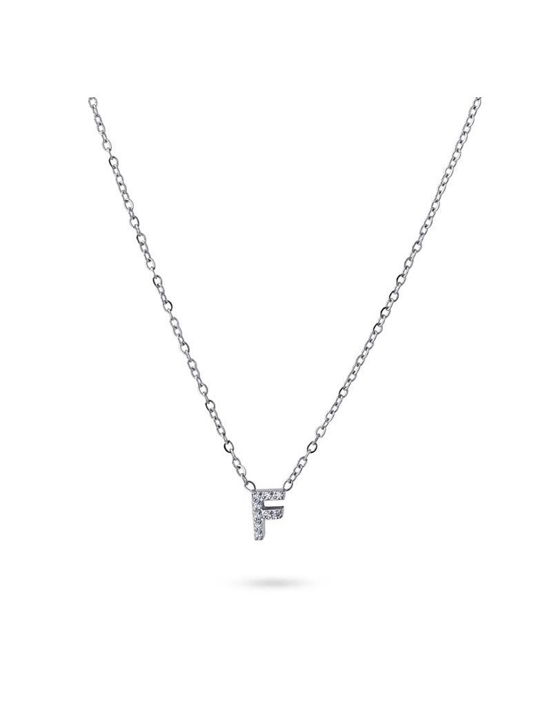 COLLIER EMILIA  - ZIRCONIA - LETTRE F - 38+5 CM