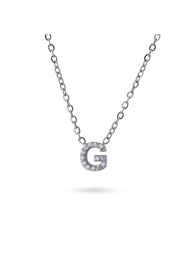 COLLIER EMILIA  - ZIRCONIA - LETTRE G - 38+5 CM