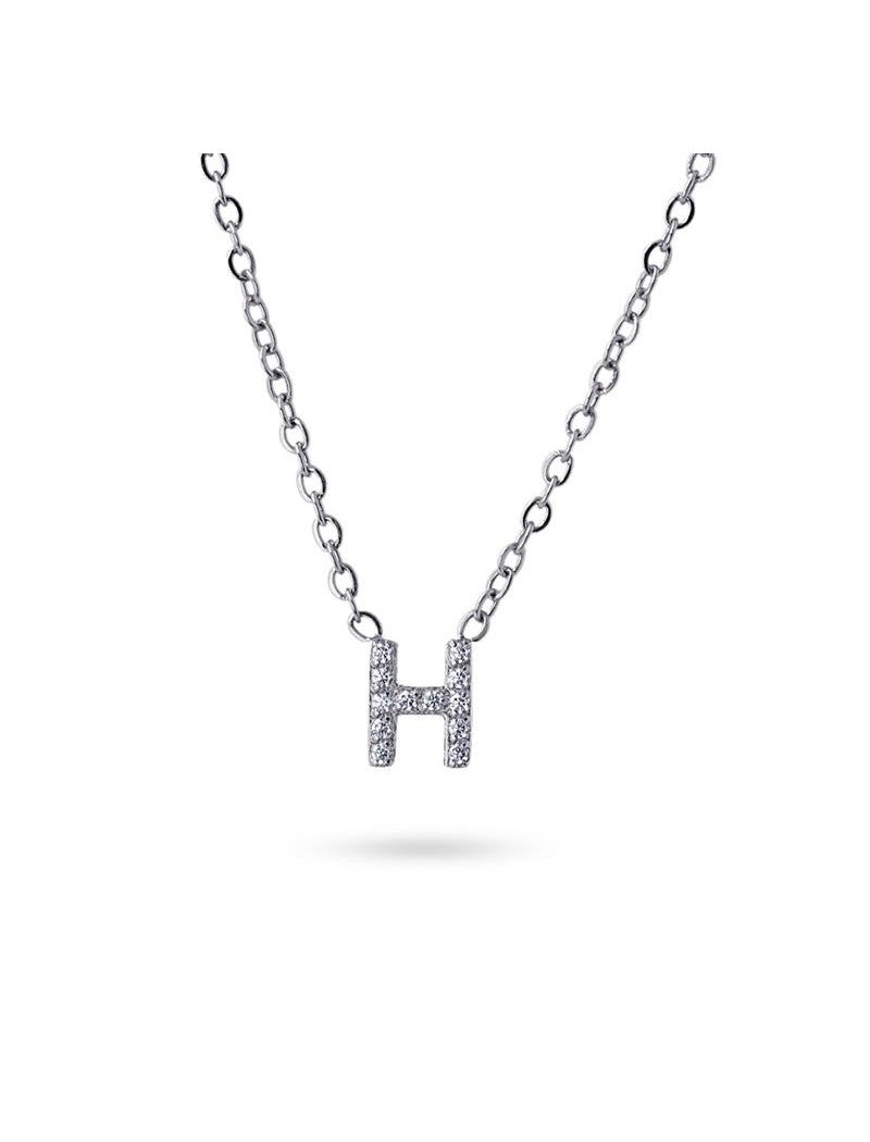 COLLIER EMILIA  - ZIRCONIA - LETTRE H - 38+5 CM