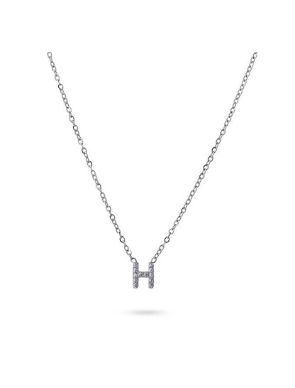 COLLIER EMILIA  - ZIRCONIA - LETTRE H - 38+5 CM