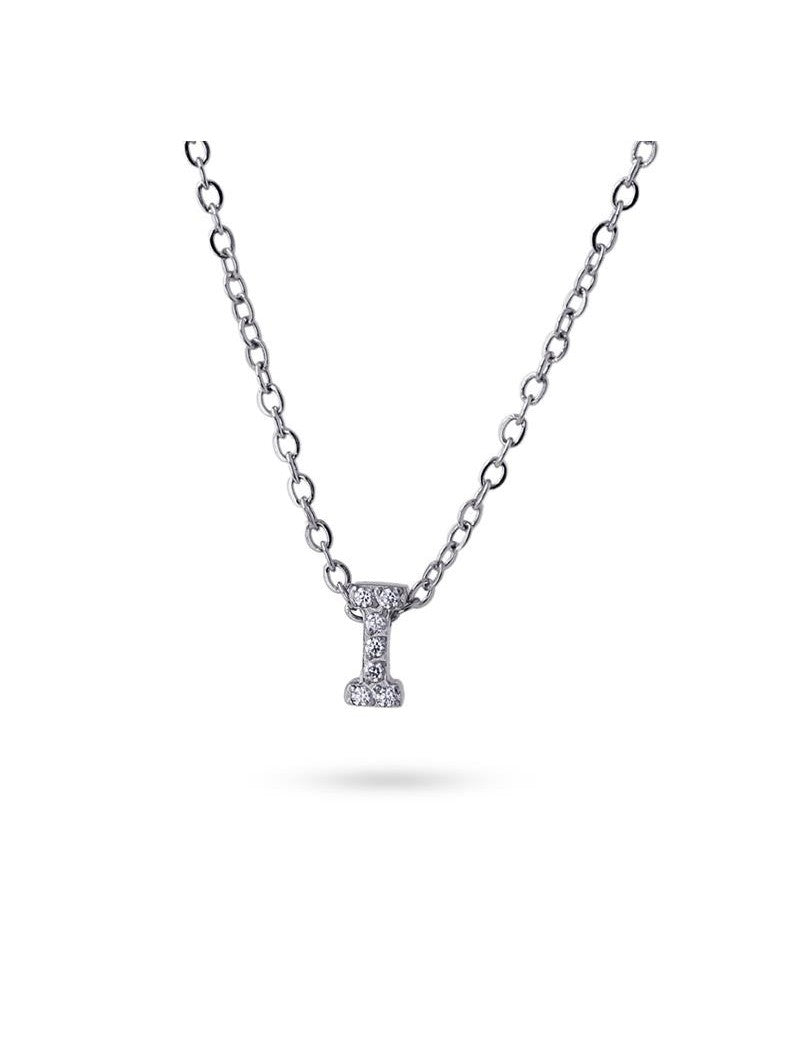 COLLIER EMILIA  - ZIRCONIA - LETTRE I - 38+5 CM