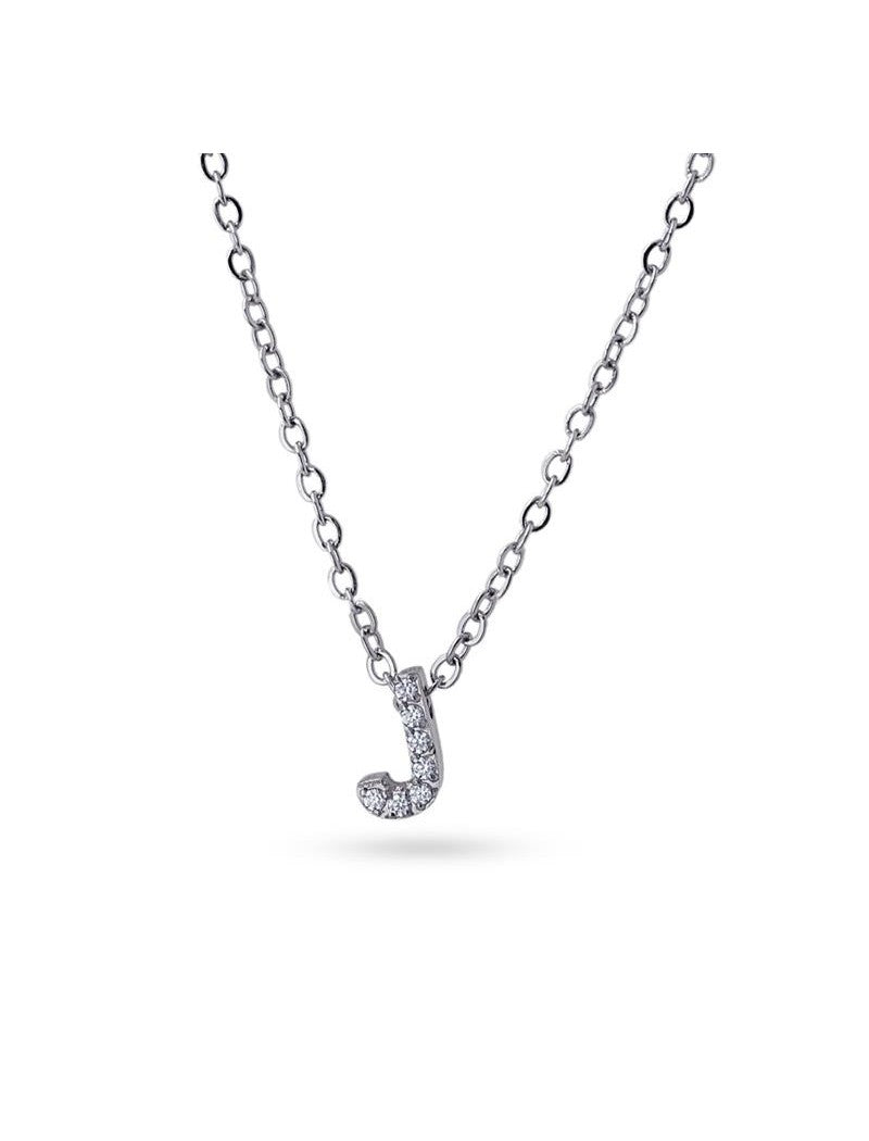 COLLIER EMILIA  - ZIRCONIA - LETTRE J - 38+5 CM