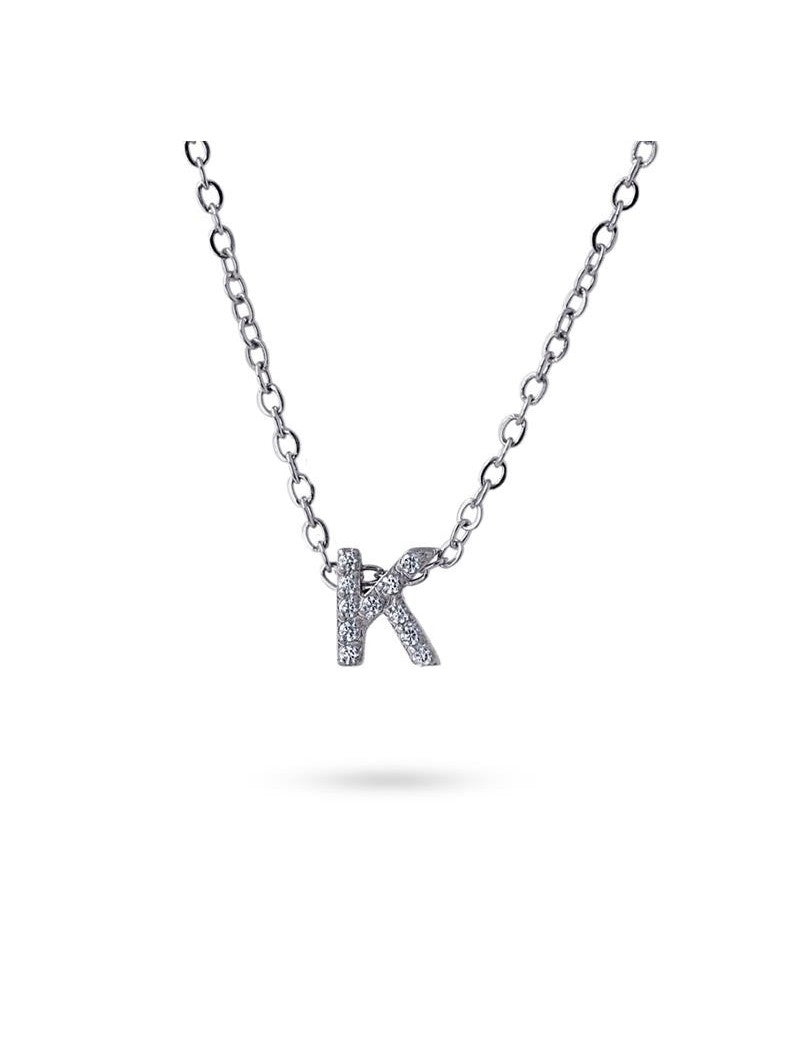 COLLIER EMILIA  - ZIRCONIA - LETTRE K - 38+5 CM