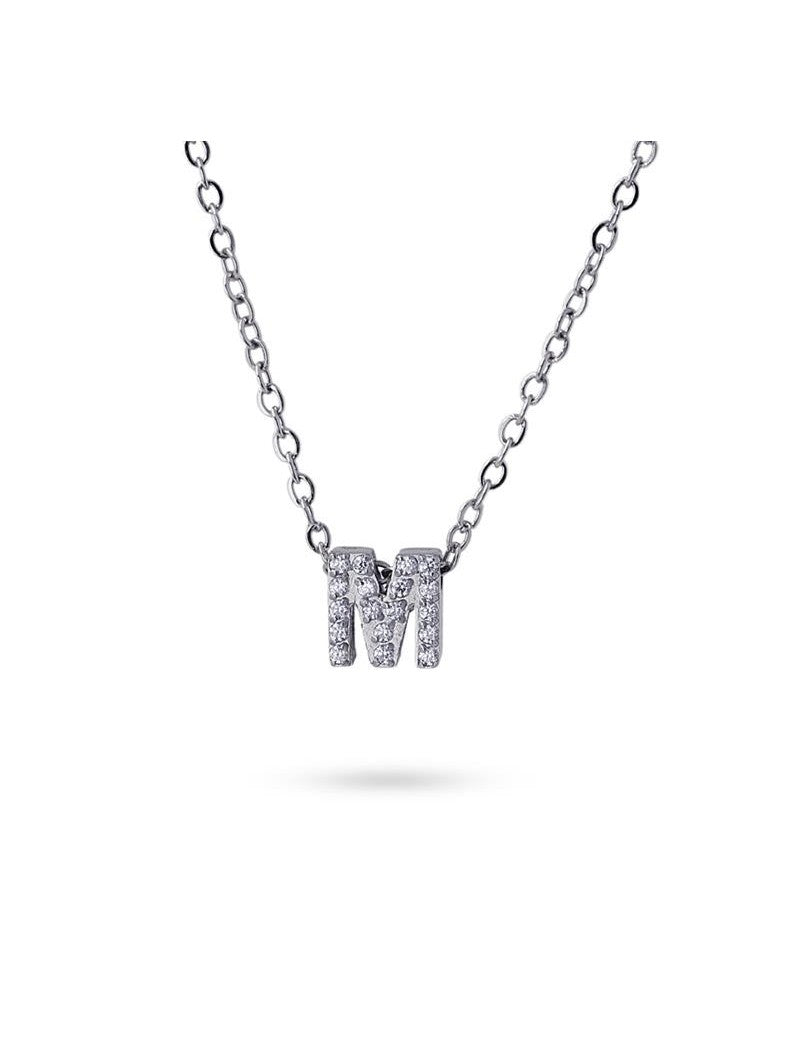 COLLIER EMILIA  - ZIRCONIA - LETTRE M - 38+5 CM