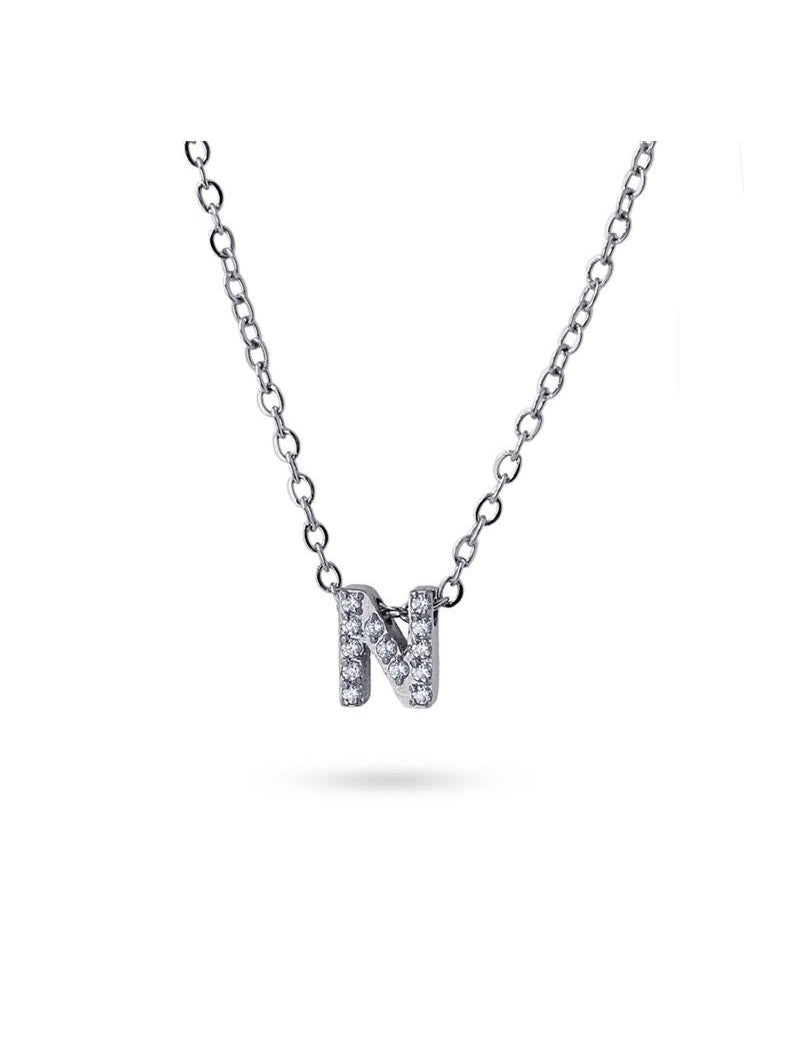 COLLIER EMILIA  - ZIRCONIA - LETTRE N - 38+5 CM