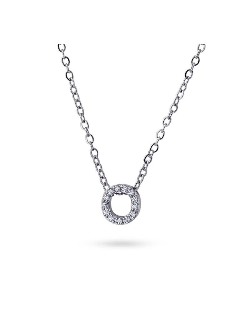 COLLIER EMILIA  - ZIRCONIA - LETTRE O - 38+5 CM
