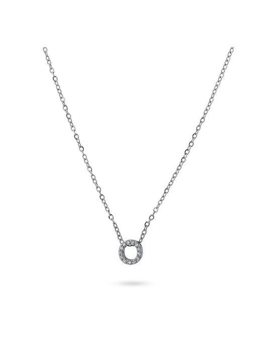 COLLIER EMILIA  - ZIRCONIA - LETTRE O - 38+5 CM