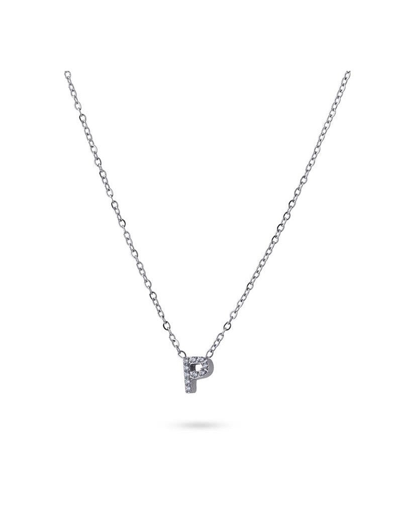 COLLIER EMILIA  - ZIRCONIA - LETTRE P - 38+5 CM