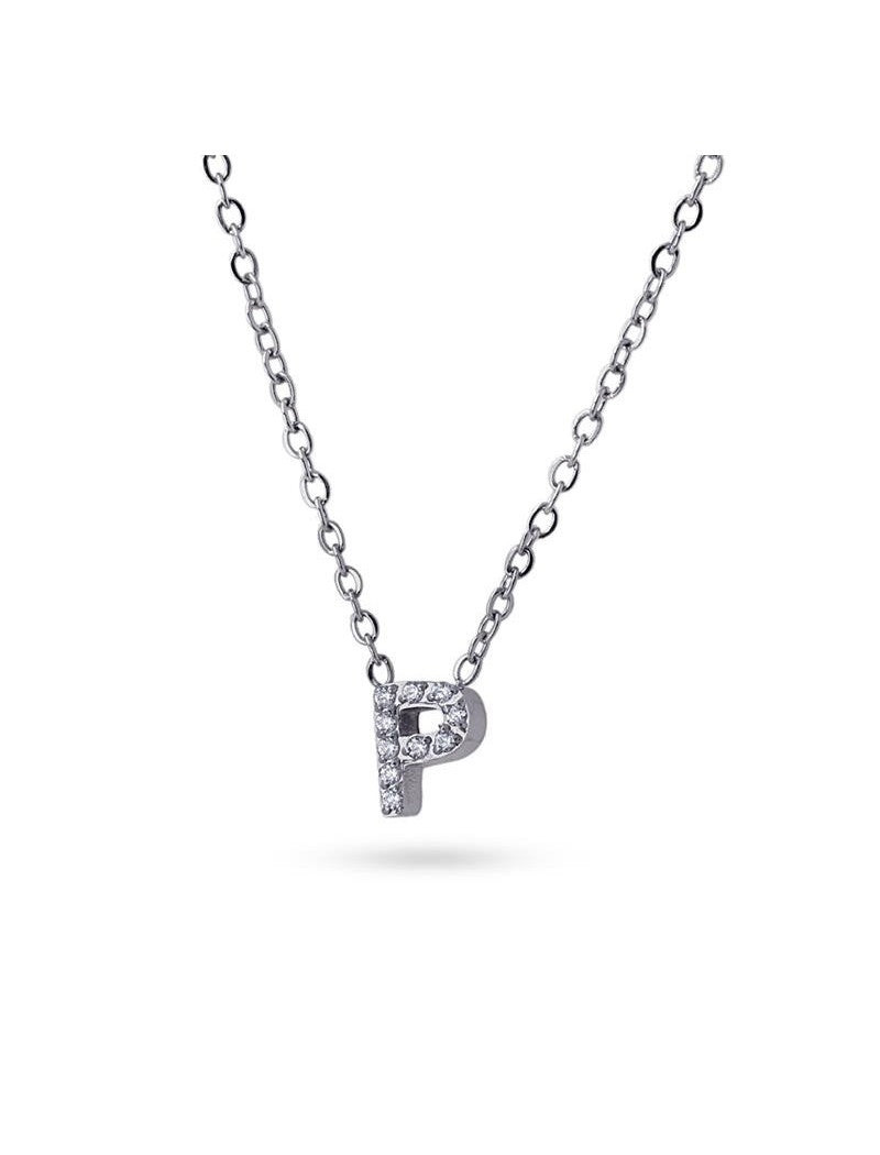 COLLIER EMILIA  - ZIRCONIA - LETTRE P - 38+5 CM