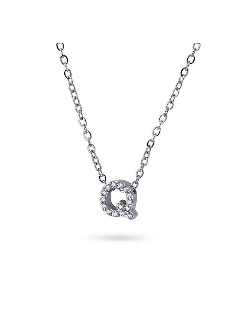 COLLIER EMILIA  - ZIRCONIA - LETTRE Q - 38+5 CM