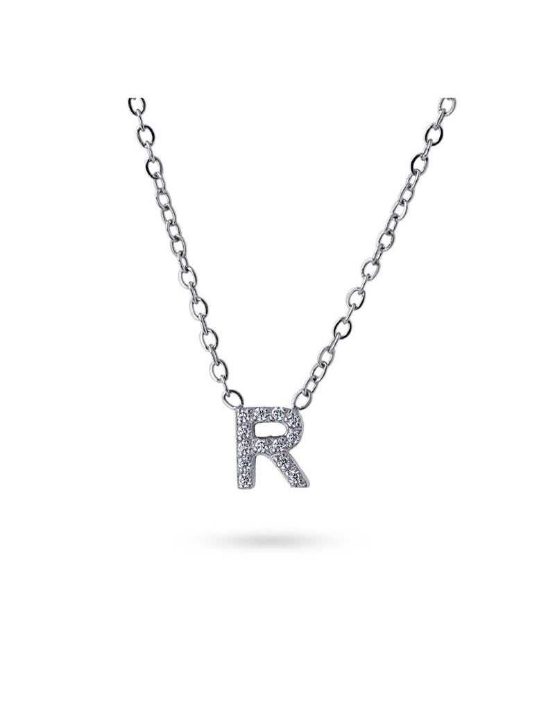 COLLIER EMILIA  - ZIRCONIA - LETTRE R - 38+5 CM