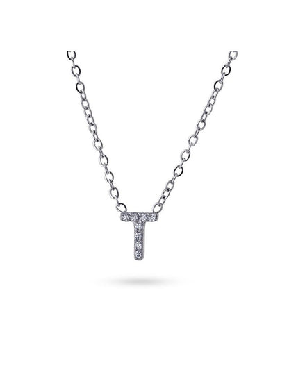 COLLIER EMILIA  - ZIRCONIA - LETTRE T - 38+5 CM
