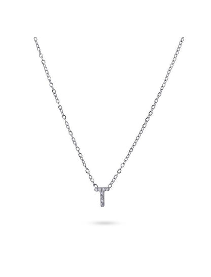COLLIER EMILIA  - ZIRCONIA - LETTRE T - 38+5 CM