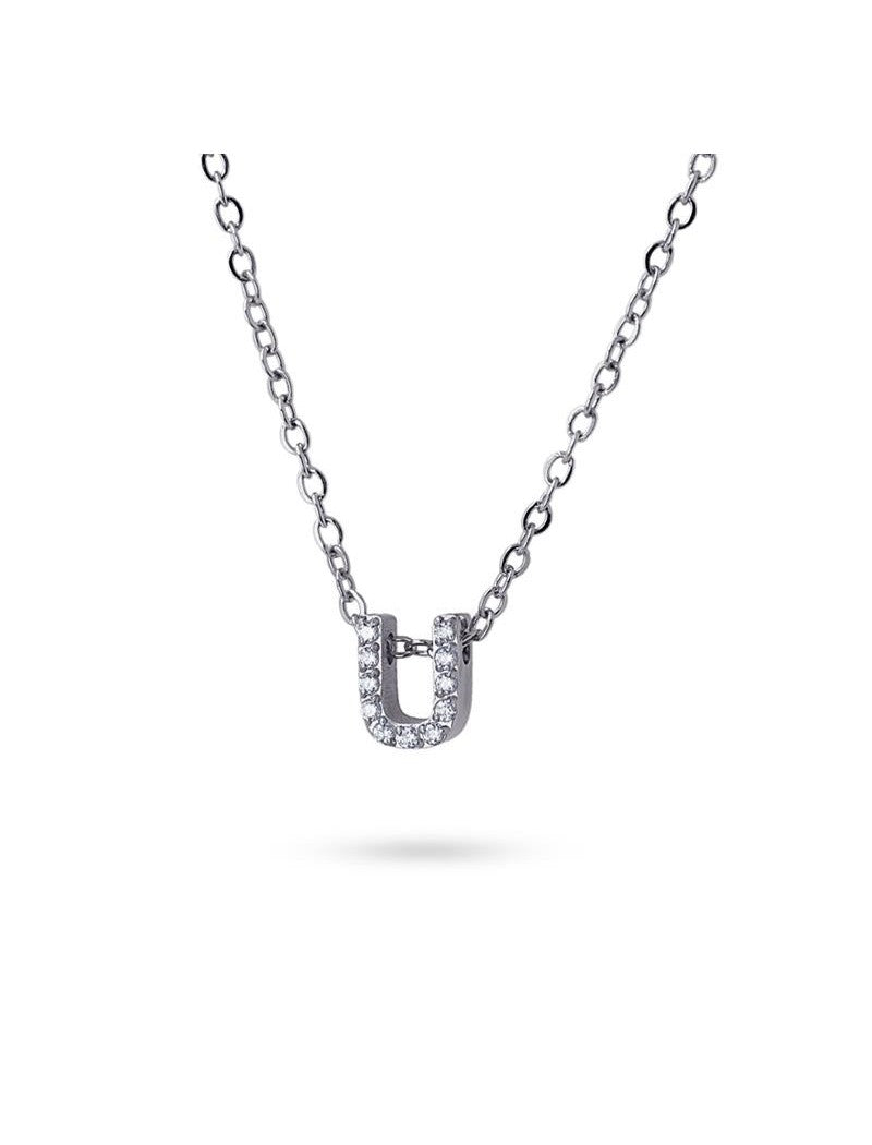 COLLIER EMILIA  - ZIRCONIA - LETTRE U - 38+5 CM