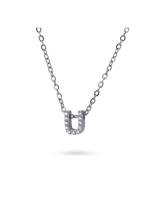 COLLIER EMILIA  - ZIRCONIA - LETTRE U - 38+5 CM