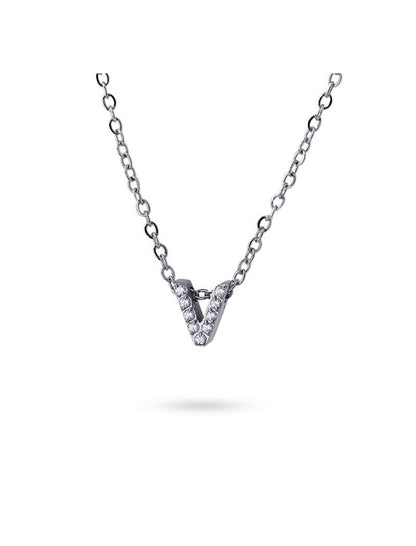COLLIER EMILIA  - ZIRCONIA - LETTRE V - 38+5 CM