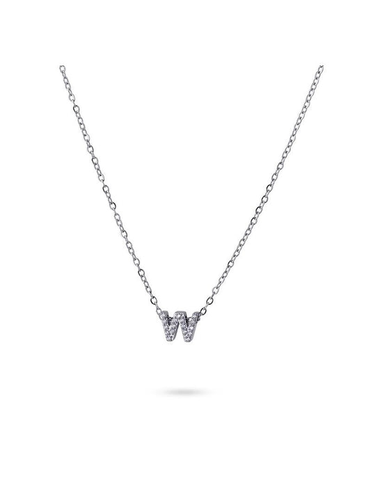COLLIER EMILIA  - ZIRCONIA - LETTRE W - 38+5 CM