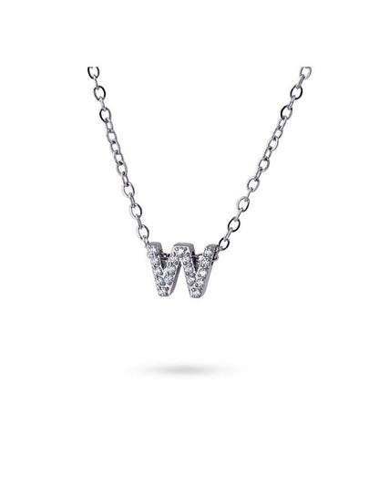 COLLIER EMILIA  - ZIRCONIA - LETTRE W - 38+5 CM