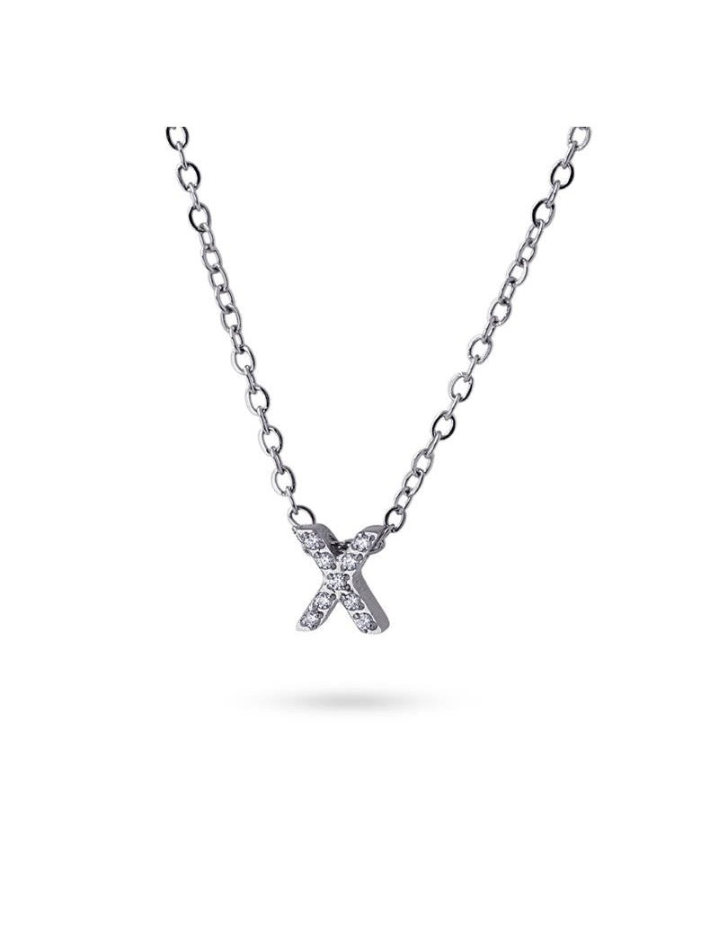 COLLIER EMILIA  - ZIRCONIA - LETTRE X - 38+5 CM