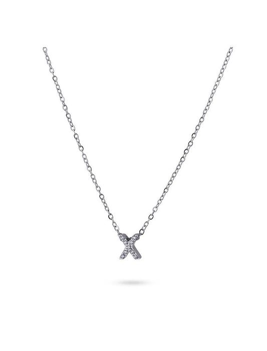 COLLIER EMILIA  - ZIRCONIA - LETTRE X - 38+5 CM