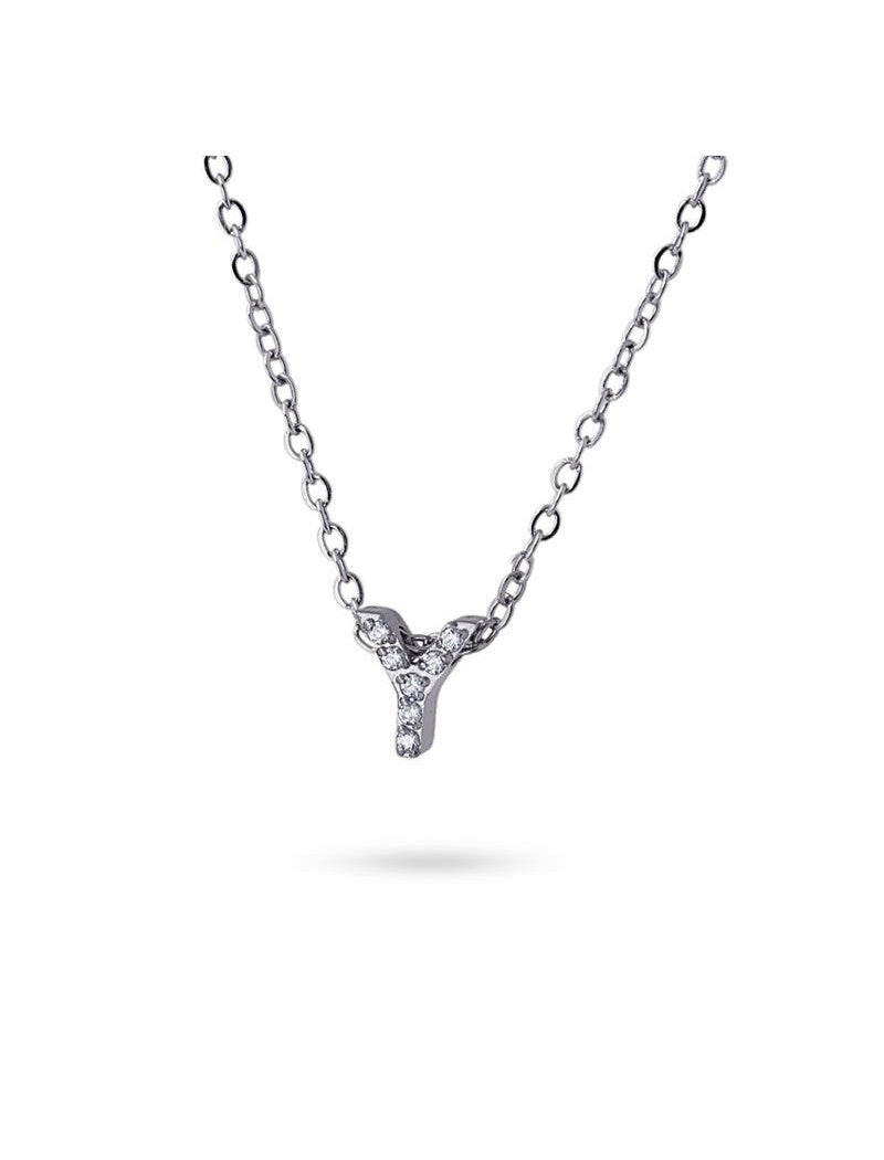 COLLIER EMILIA  - ZIRCONIA - LETTRE Y - 38+5 CM