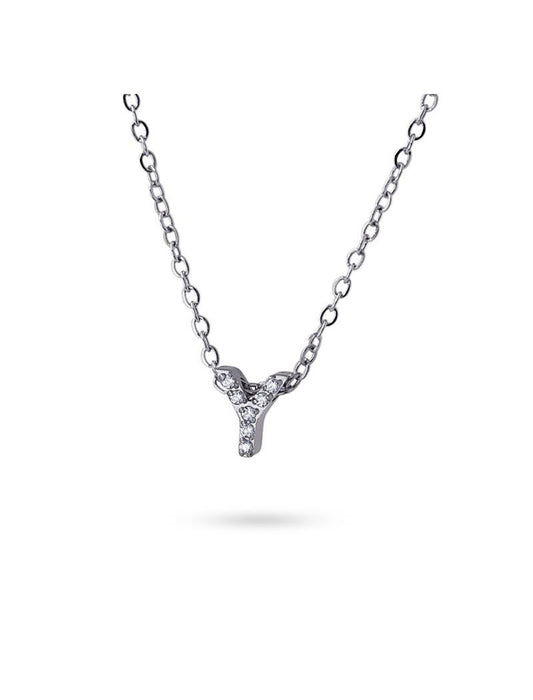COLLIER EMILIA  - ZIRCONIA - LETTRE Y - 38+5 CM