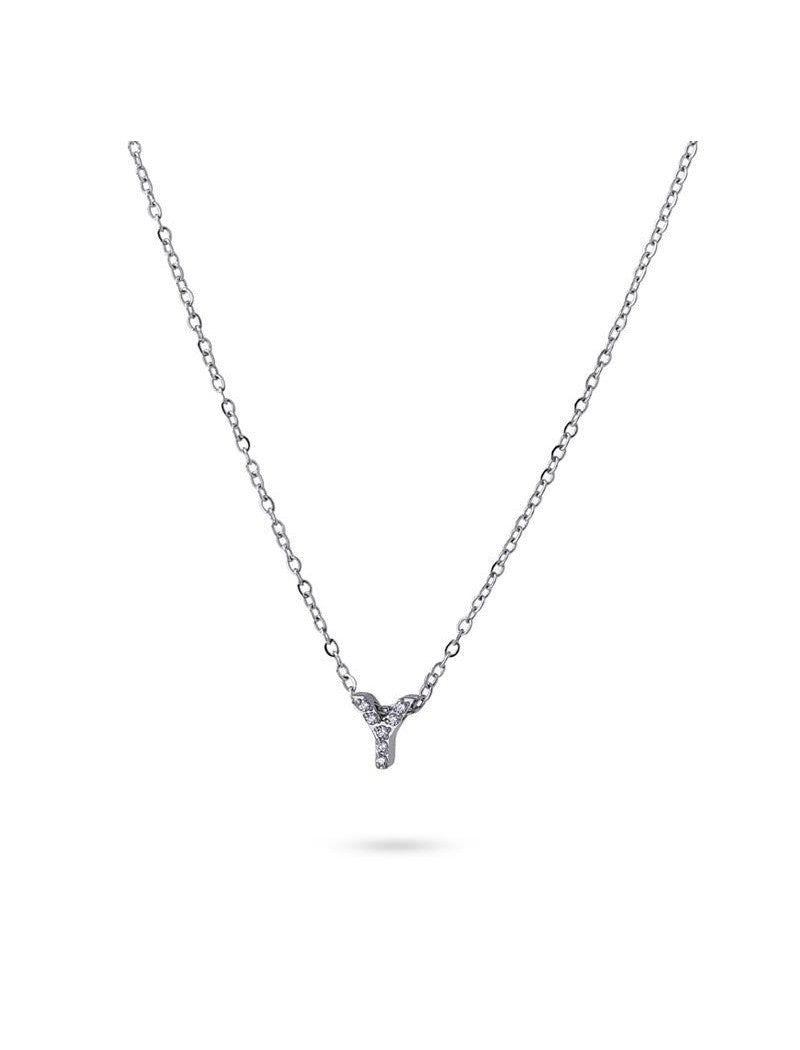 COLLIER EMILIA  - ZIRCONIA - LETTRE Y - 38+5 CM