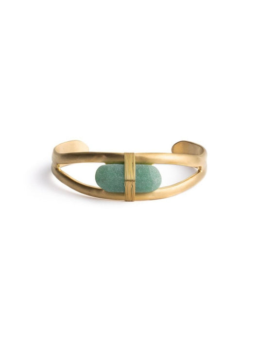 BRACELET DIDYMA ACIER - PIERRE NATURELLE AVENTURINE VERTE - TAILLE S