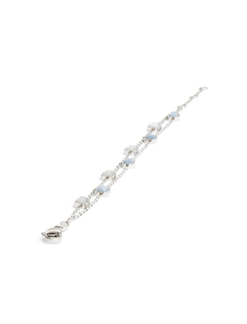 BRACELET - PIERRE NATURELLE AVENTURINE BLEUE QUARTZ BLANC