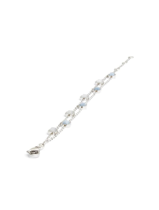 BRACELET - PIERRE NATURELLE AVENTURINE BLEUE QUARTZ BLANC