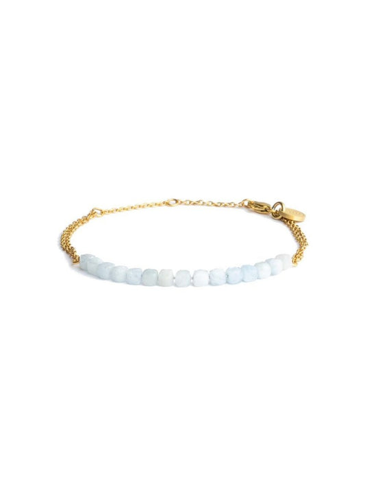 BRACELET DIDYMA - PIERRE NATURELLE AIGUE MARINE - 16+2+2CM