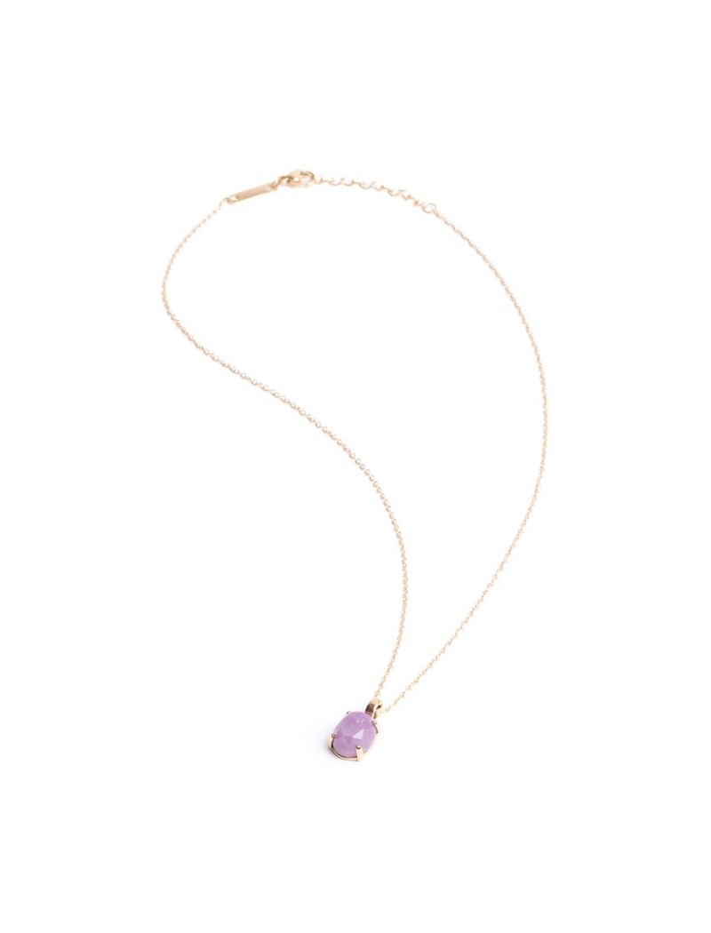 COLLIER DIDYMA - PIERRE NATURELLE LEPIDOLITE- 42+3 CM