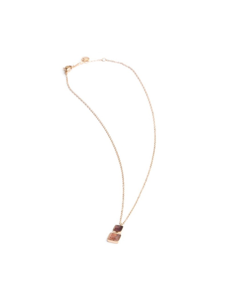 COLLIER DIDYMA - PIERRE NATURELLE AMETHYSTE PIERRE DE SOLEIL - 41+1+2+2CM