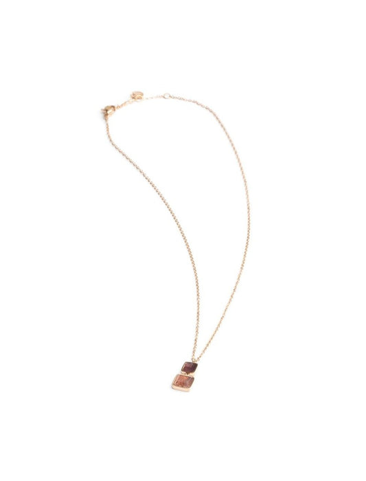 COLLIER DIDYMA - PIERRE NATURELLE AMETHYSTE PIERRE DE SOLEIL - 41+1+2+2CM