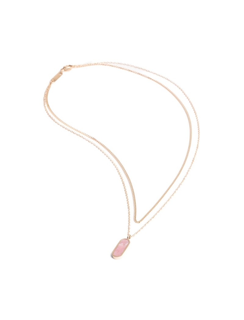 COLLIER DIDYMA - PIERRE NATURELLE QUARTZ ROSE - 38+3 CM