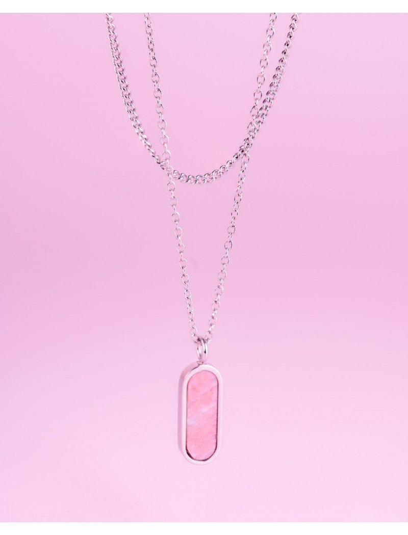COLLIER - PIERRE NATURELLE QUARTZ ROSE