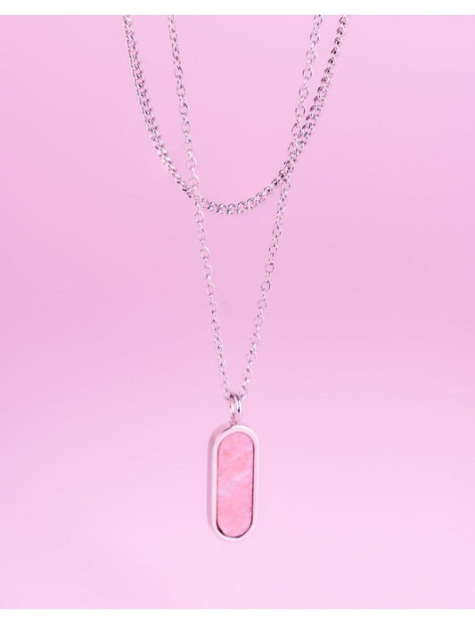 COLLIER - PIERRE NATURELLE QUARTZ ROSE