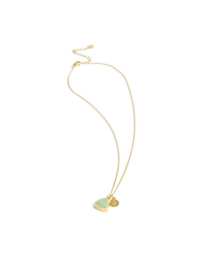 COLLIER DIDYMA - PIERRE NATURELLE AVENTURINE VERTE - 44+2+2+2CM