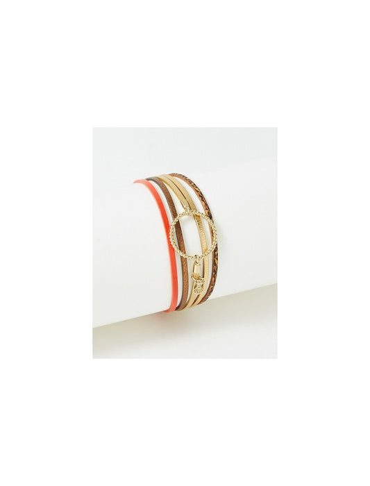 BRACELET ANNABELLE - LAITON PLAQUE - CUIR VERITABLE