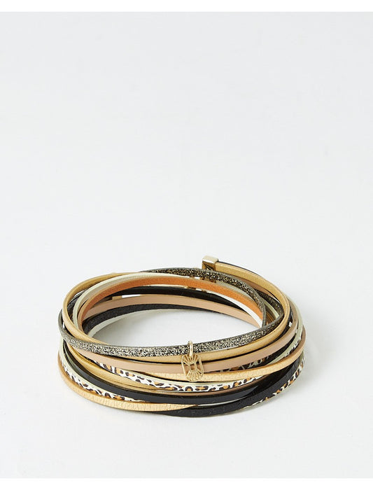 BRACELET MAGNUM - LAITON PLAQUE - CUIR VERITABLE