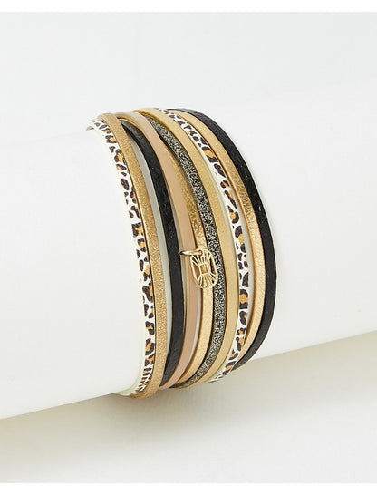 BRACELET MALICIEUX - LAITON PLAQUE - CUIR VERITABLE