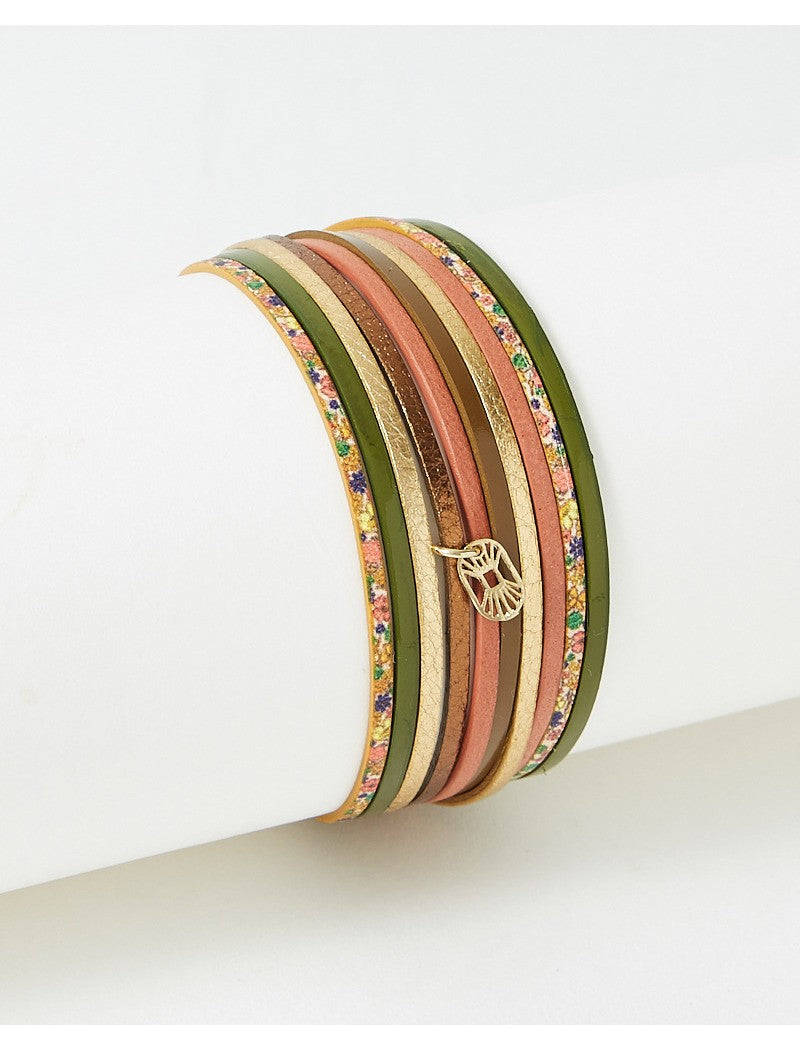 BRACELET MALICIEUX - LAITON PLAQUE - CUIR VERITABLE