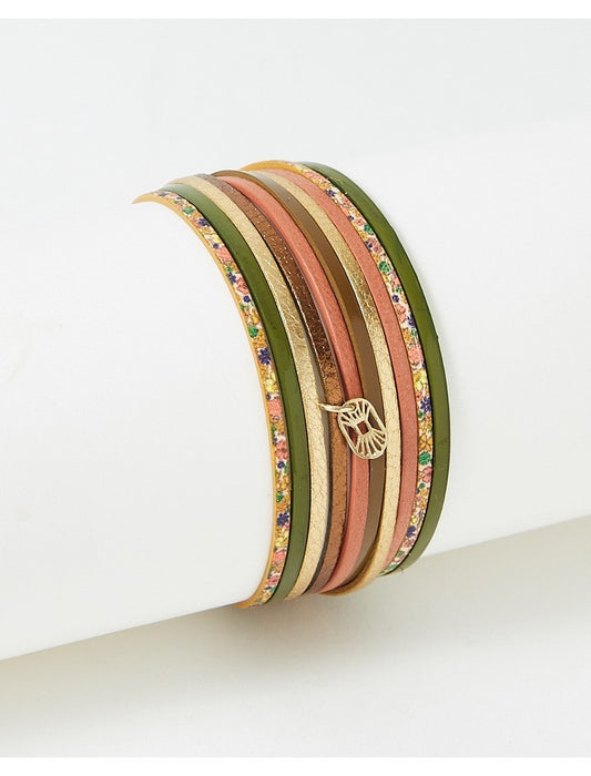 BRACELET MALICIEUX - LAITON PLAQUE - CUIR VERITABLE