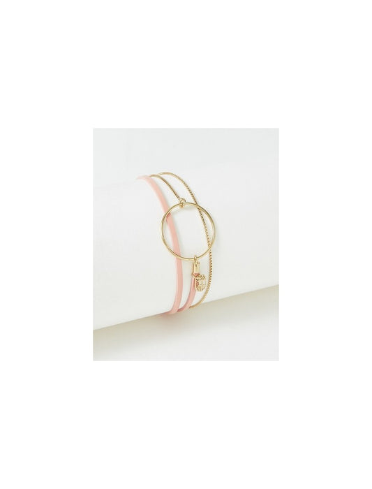 BRACELET NOLAH - LAITON PLAQUE - CUIR VERITABLE