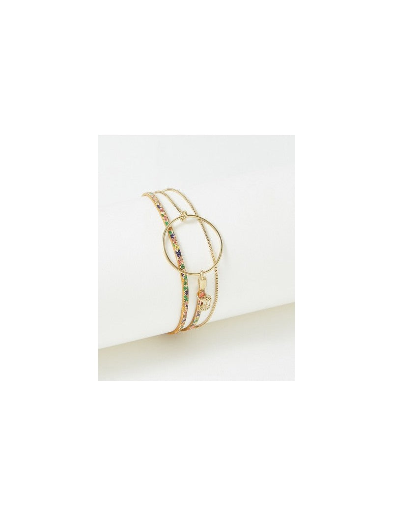 BRACELET NOLAH - LAITON PLAQUE - CUIR VERITABLE